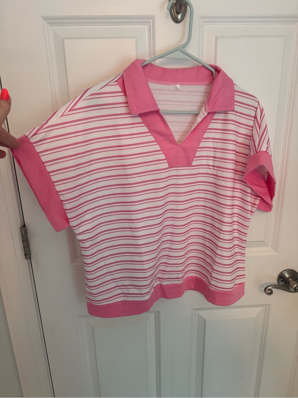 NWOT- Athletic Pink Striped Tee Top - XL